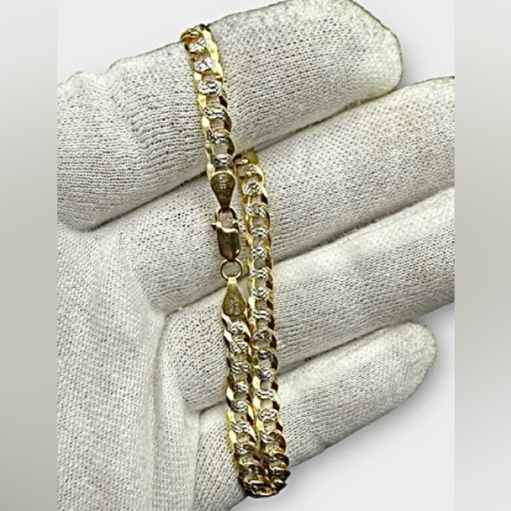 8” 14kt GOLD PLATED OVER SS DIAMOND CUT BRACELET UNISEX - Picture 2 of 4